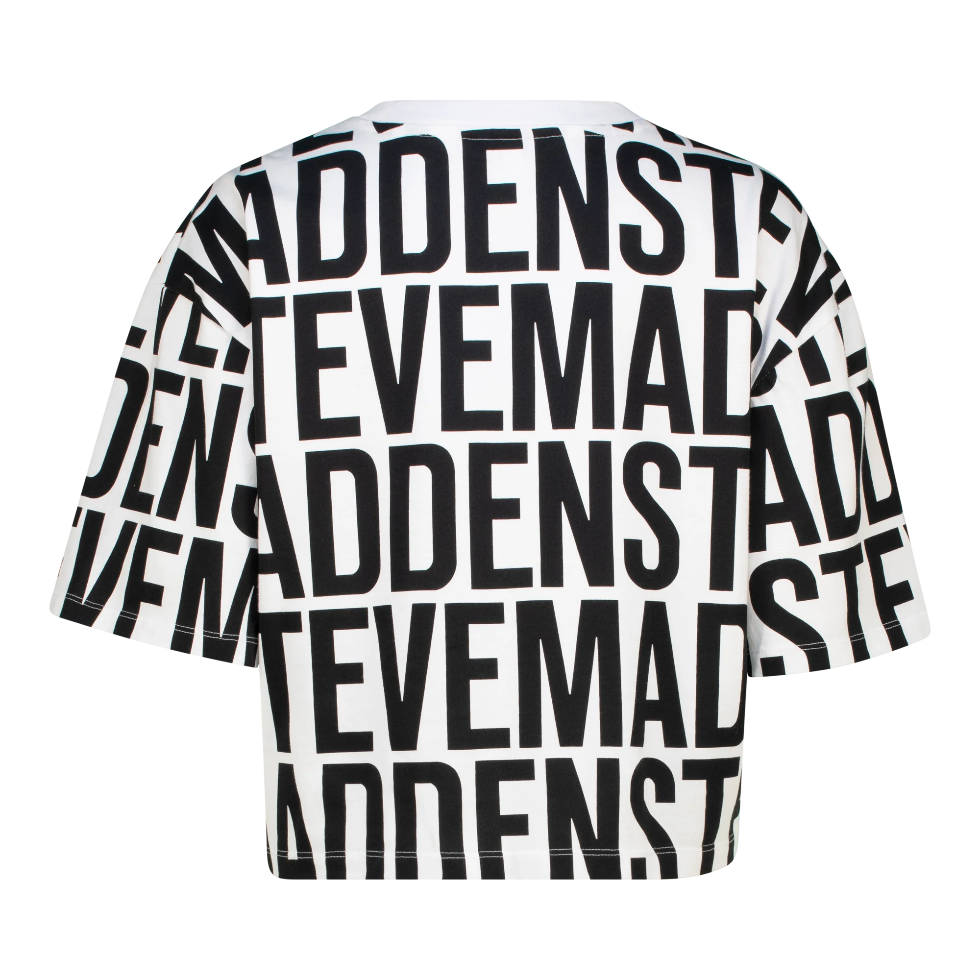 Steve Madden ABBY WHITE BLACK CROPPED BOXY T-SHIRT