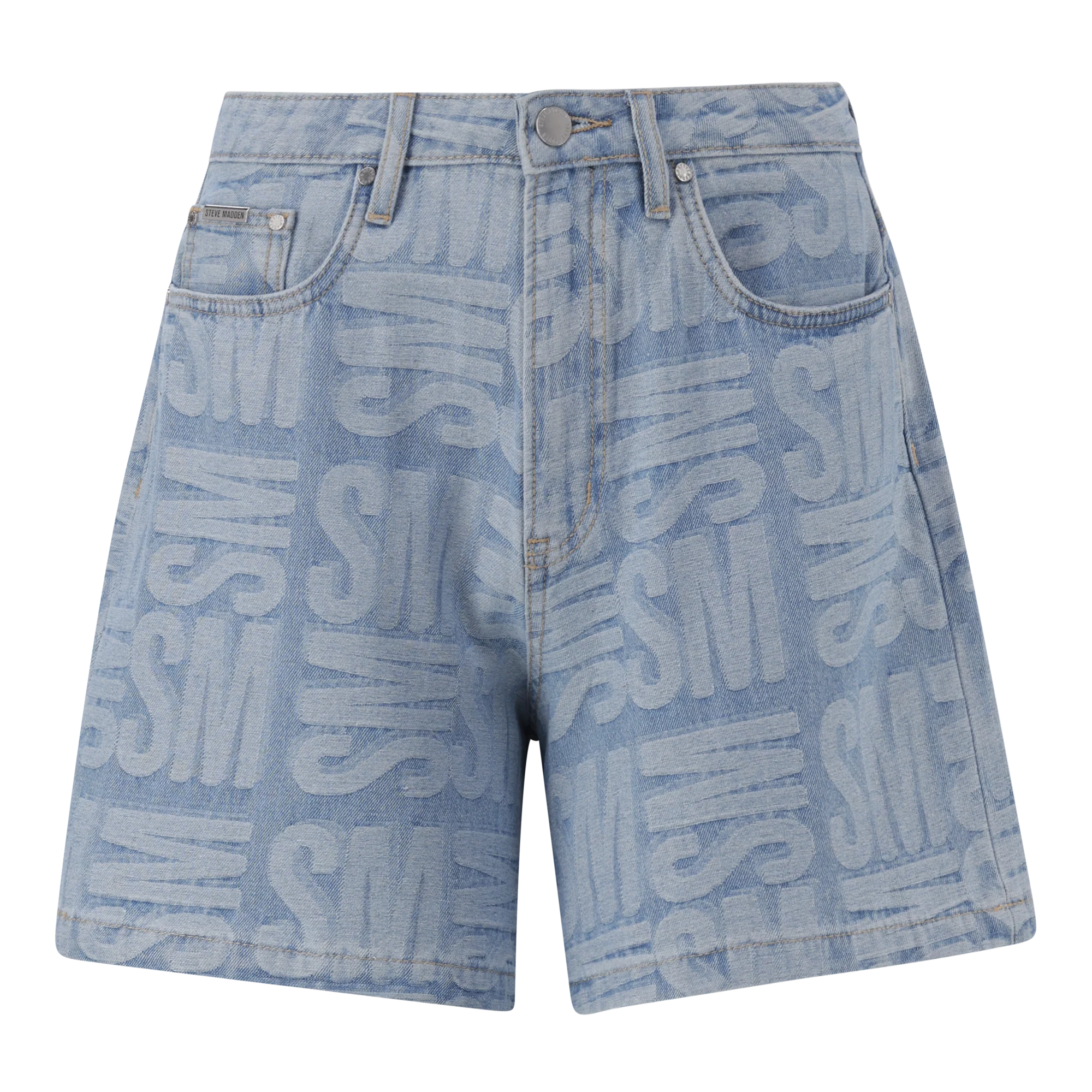 Steve Madden JULIA LIGHT BLUE JACQUARD BERMUDA DENIM SHORTS