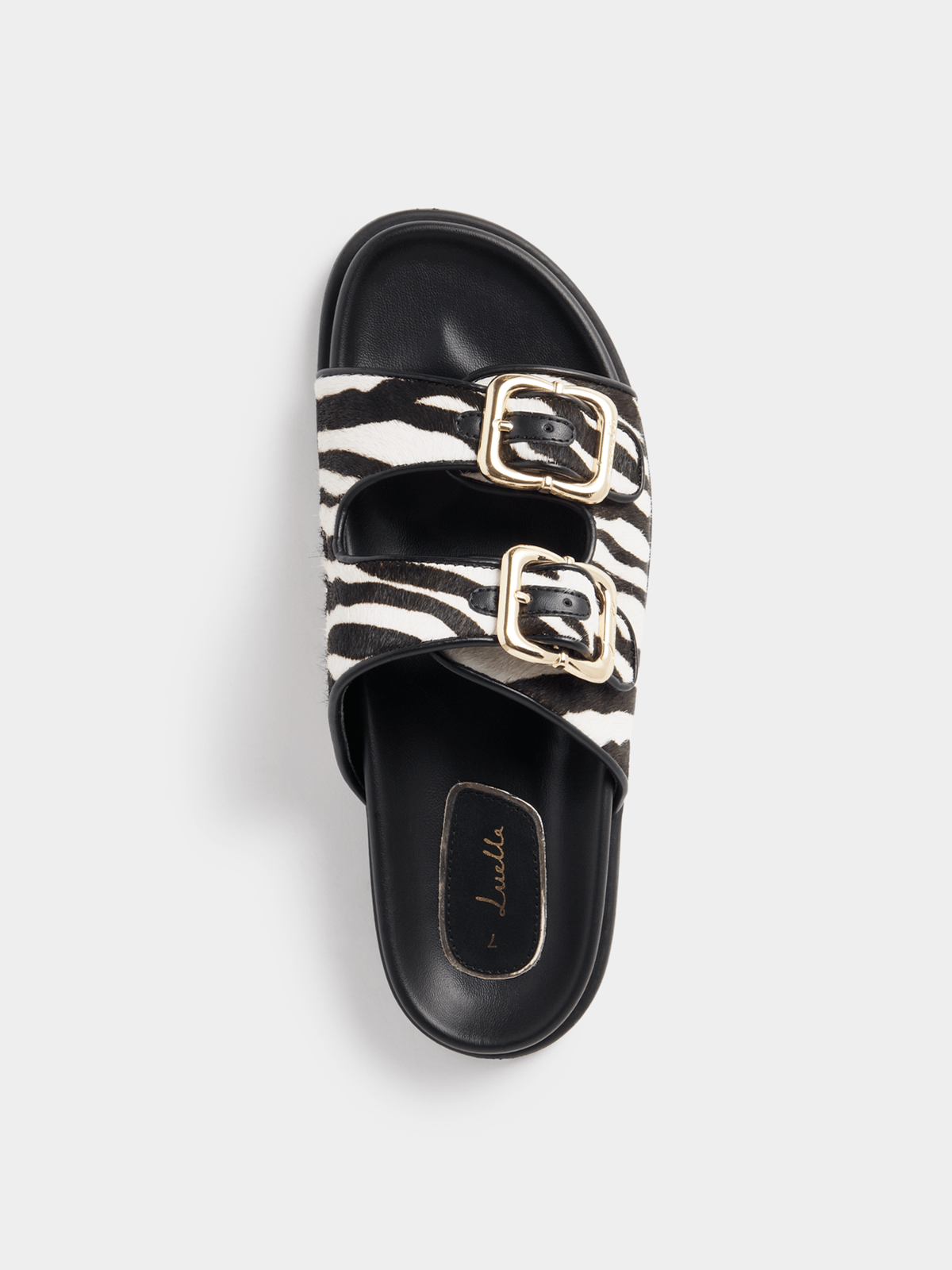 Luella Moulded Double Strap Zebra Slip In Sandals