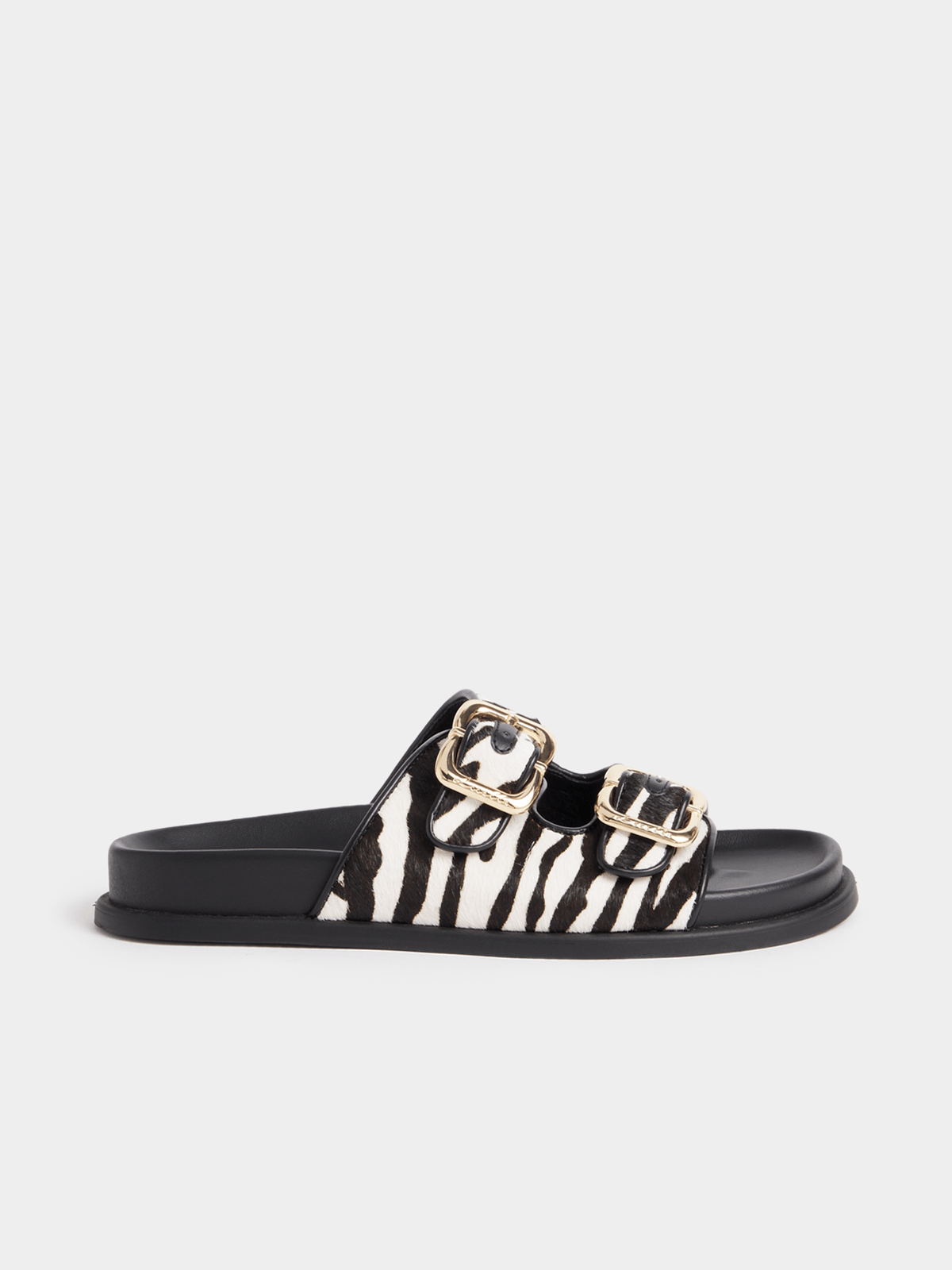 Luella Moulded Double Strap Zebra Slip In Sandals