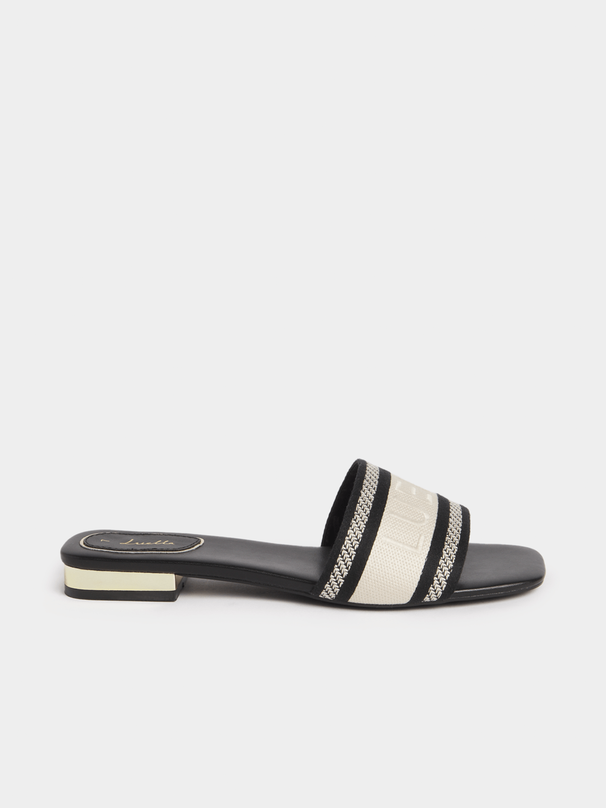 Luella Embroidered Logo Flat Slip In Sandals
