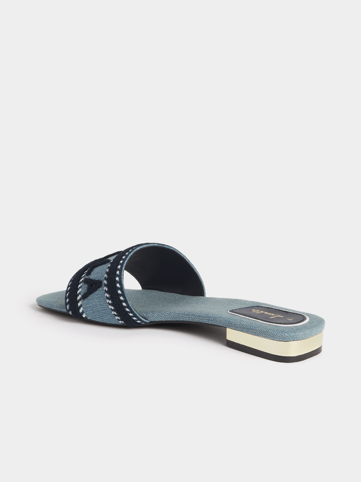 Luella  Embroidered Logo Flat Slip In Sandals