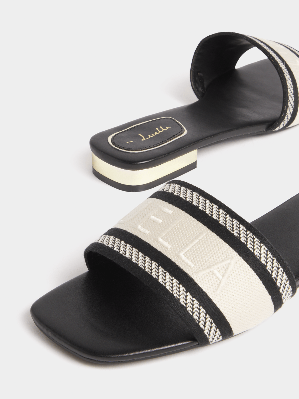 Luella Embroidered Logo Flat Slip In Sandals