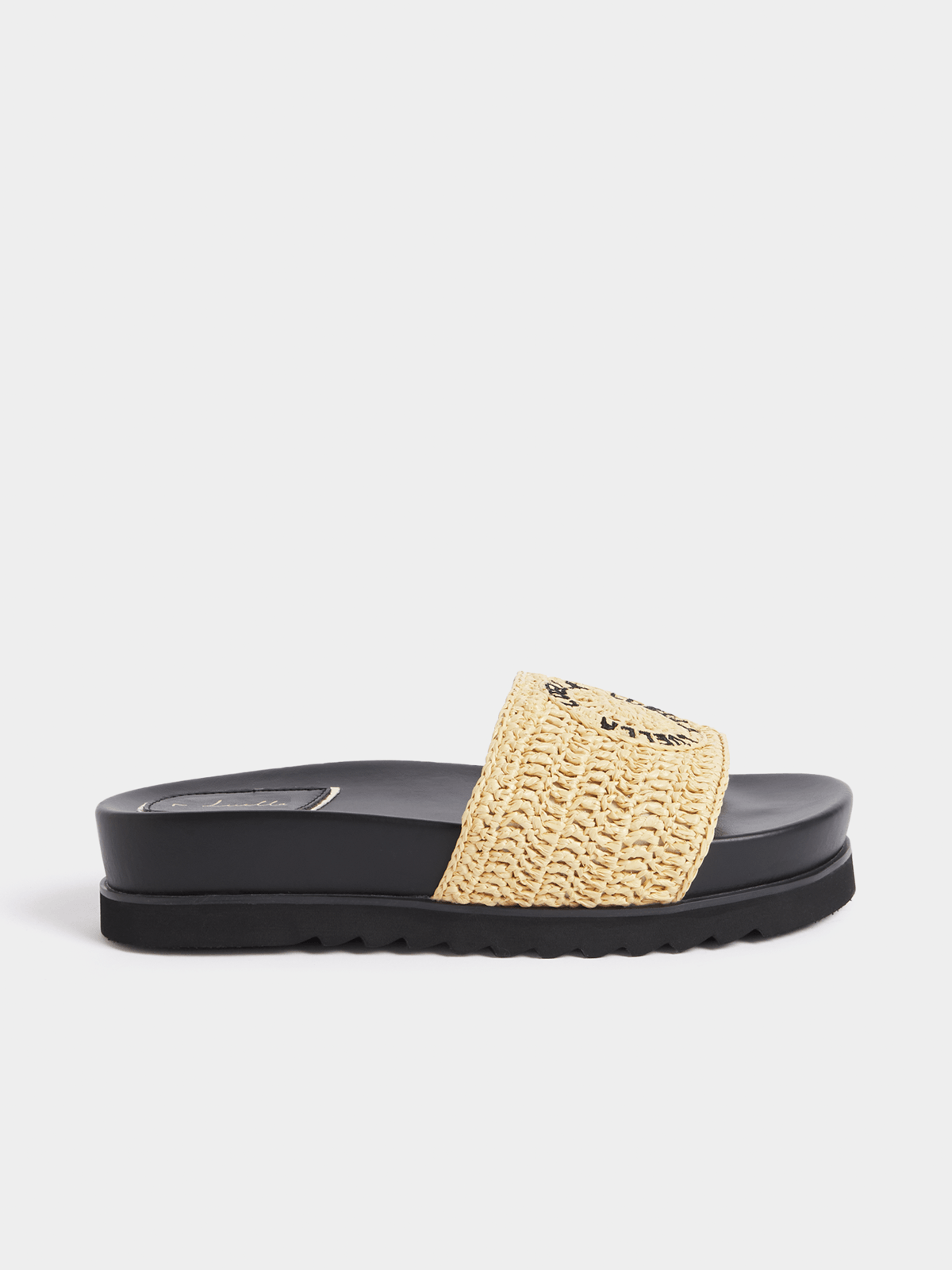 Luella Raffia Flatform Slip In Sandals