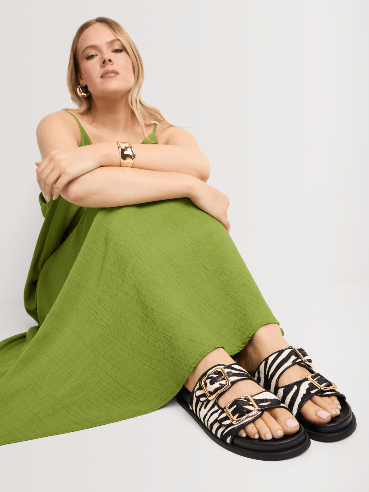Luella Moulded Double Strap Zebra Slip In Sandals