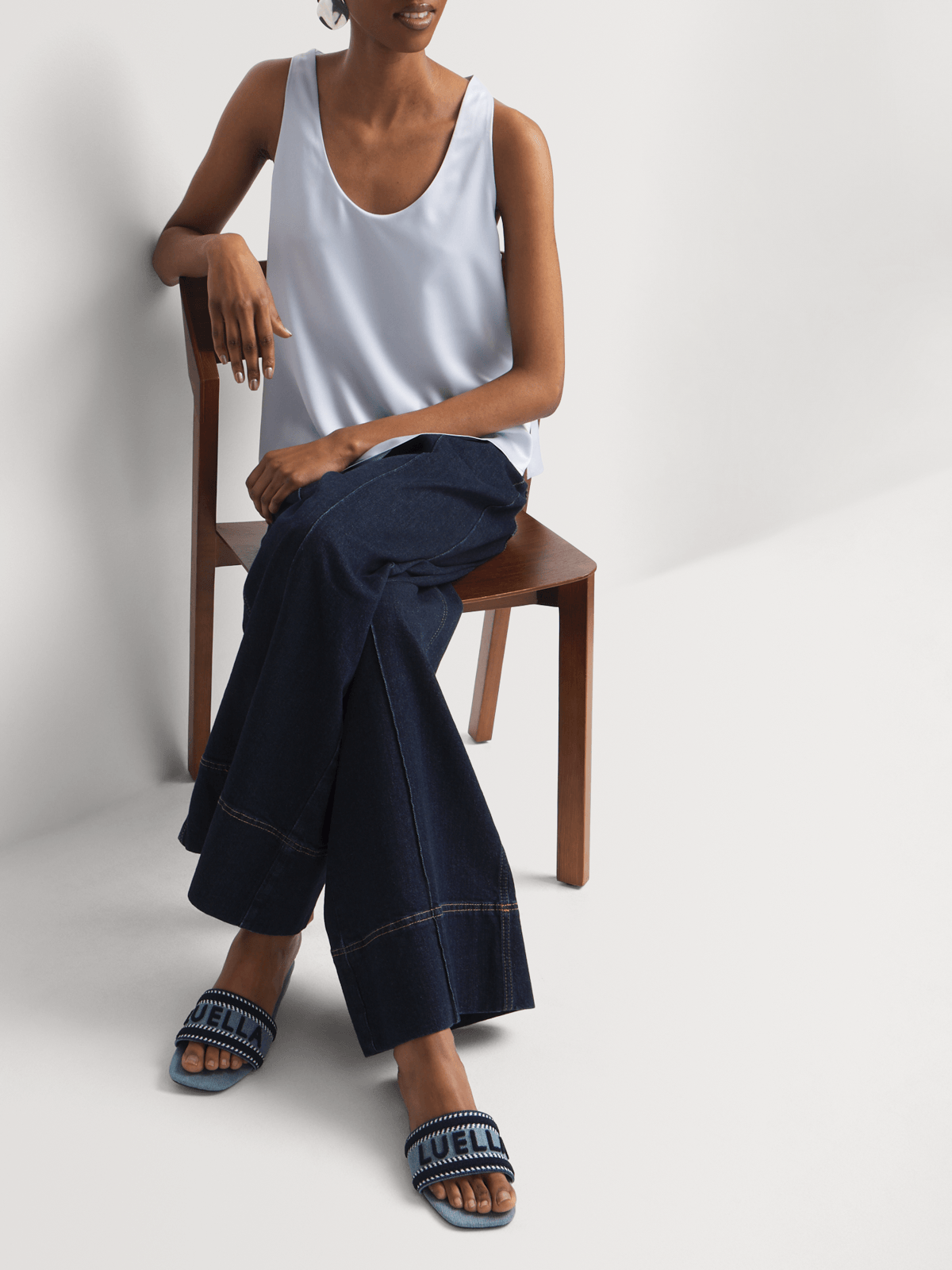 Luella  Embroidered Logo Flat Slip In Sandals