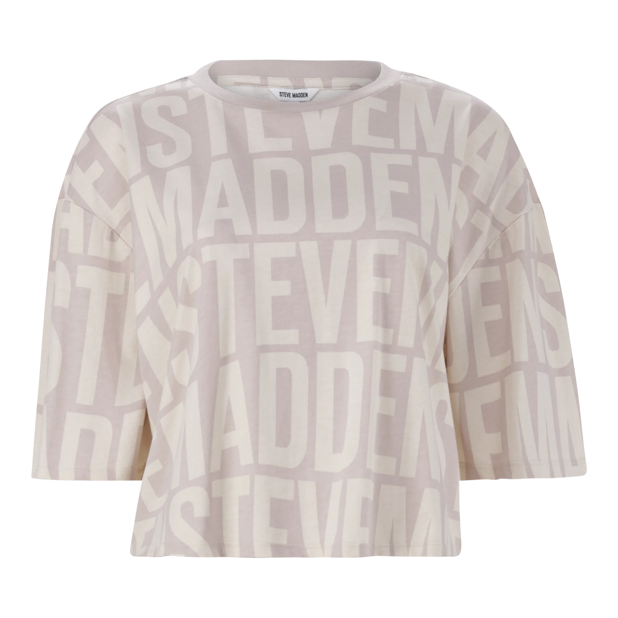 Steve Madden ABBY STONE/CAMEL CROPPED BOXY T-SHIRT