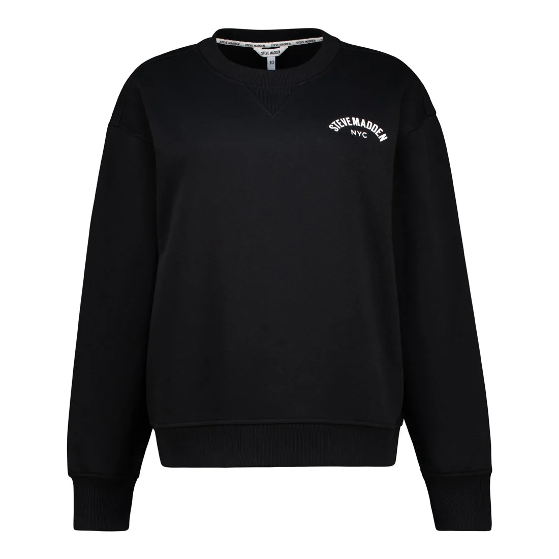 Steve Madden AMELIA BLACK OVERSIZED CREW NECK FLEECE SWEAT