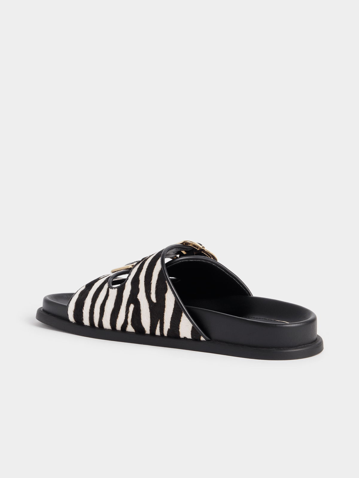 Luella Moulded Double Strap Zebra Slip In Sandals