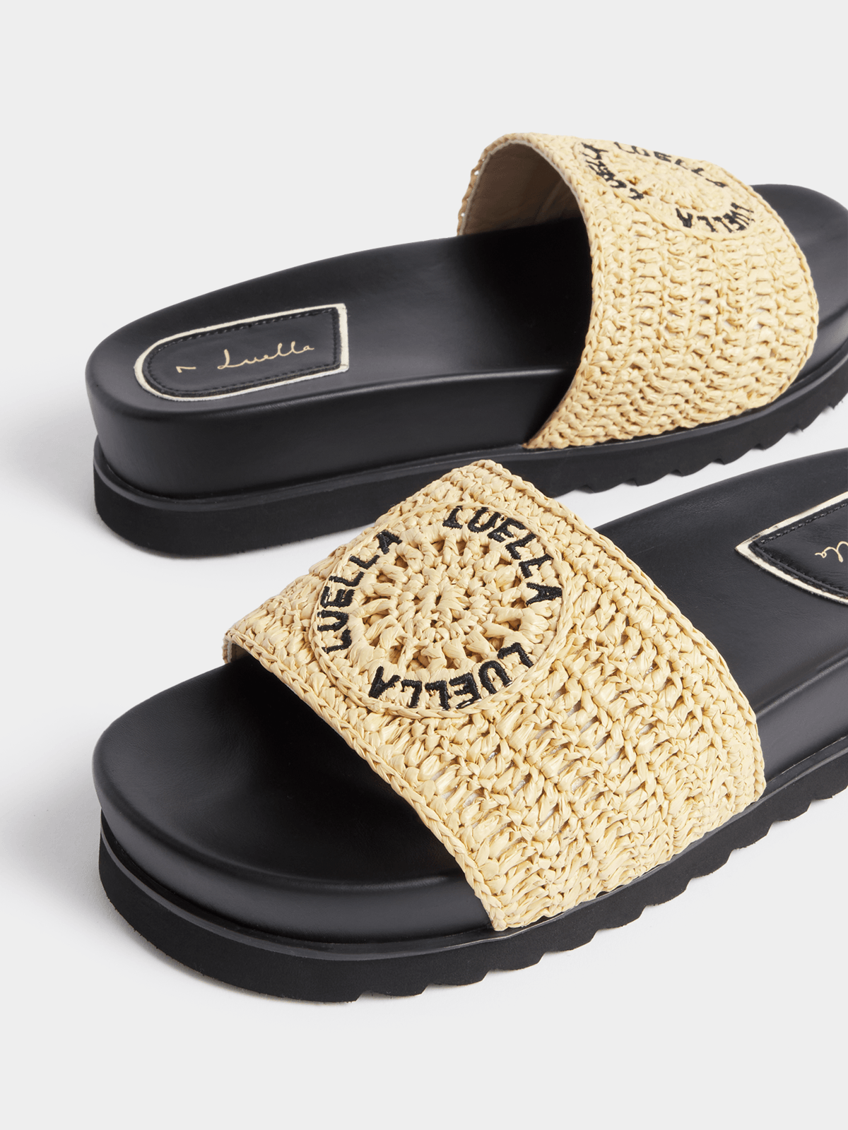 Luella Raffia Flatform Slip In Sandals