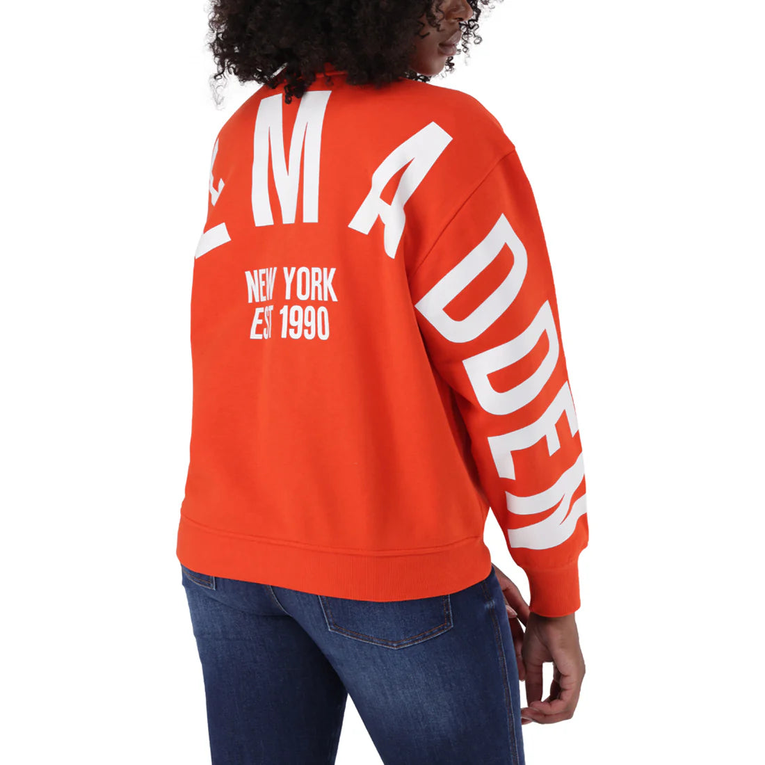 Steve Madden AMELIA ORANGE OVERSIZED CREW NECK FLEECE SWEAT