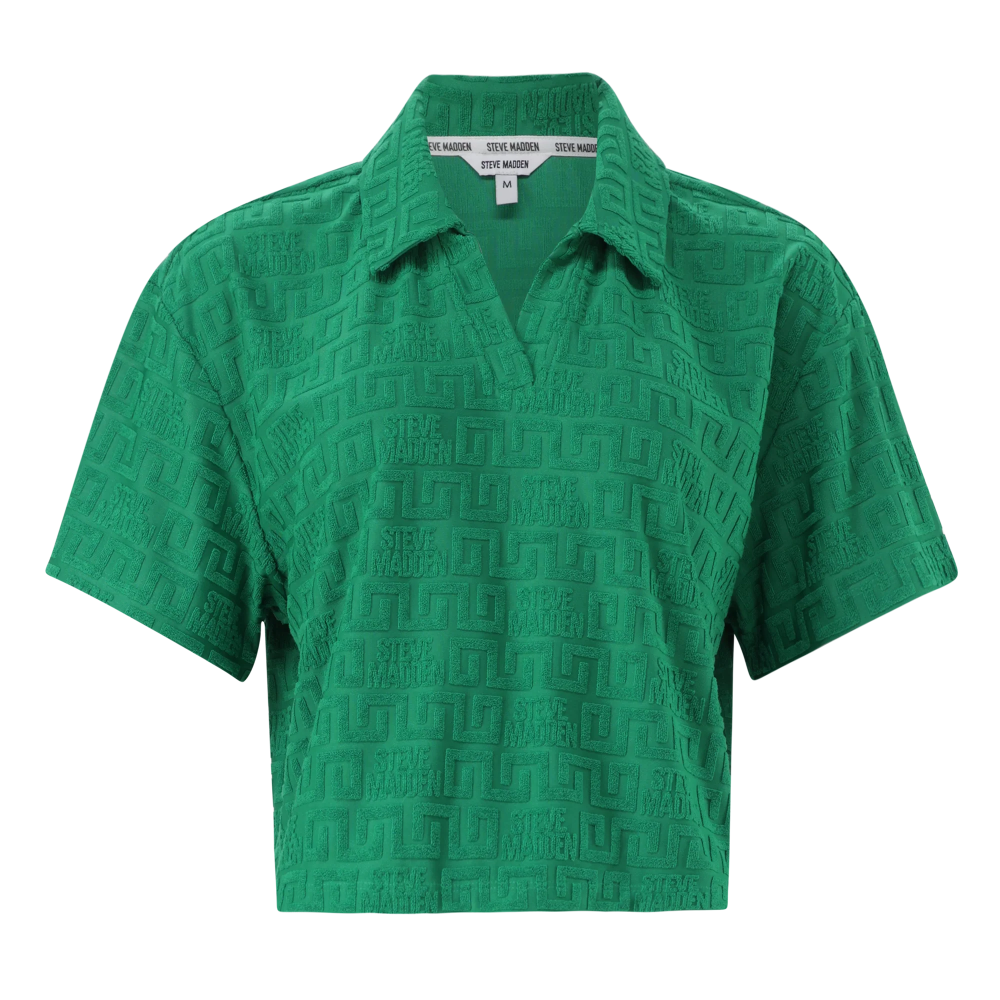 Steve Madden TESSA EMERALD EMBOSSED LOGO TOP WITH COLLAR