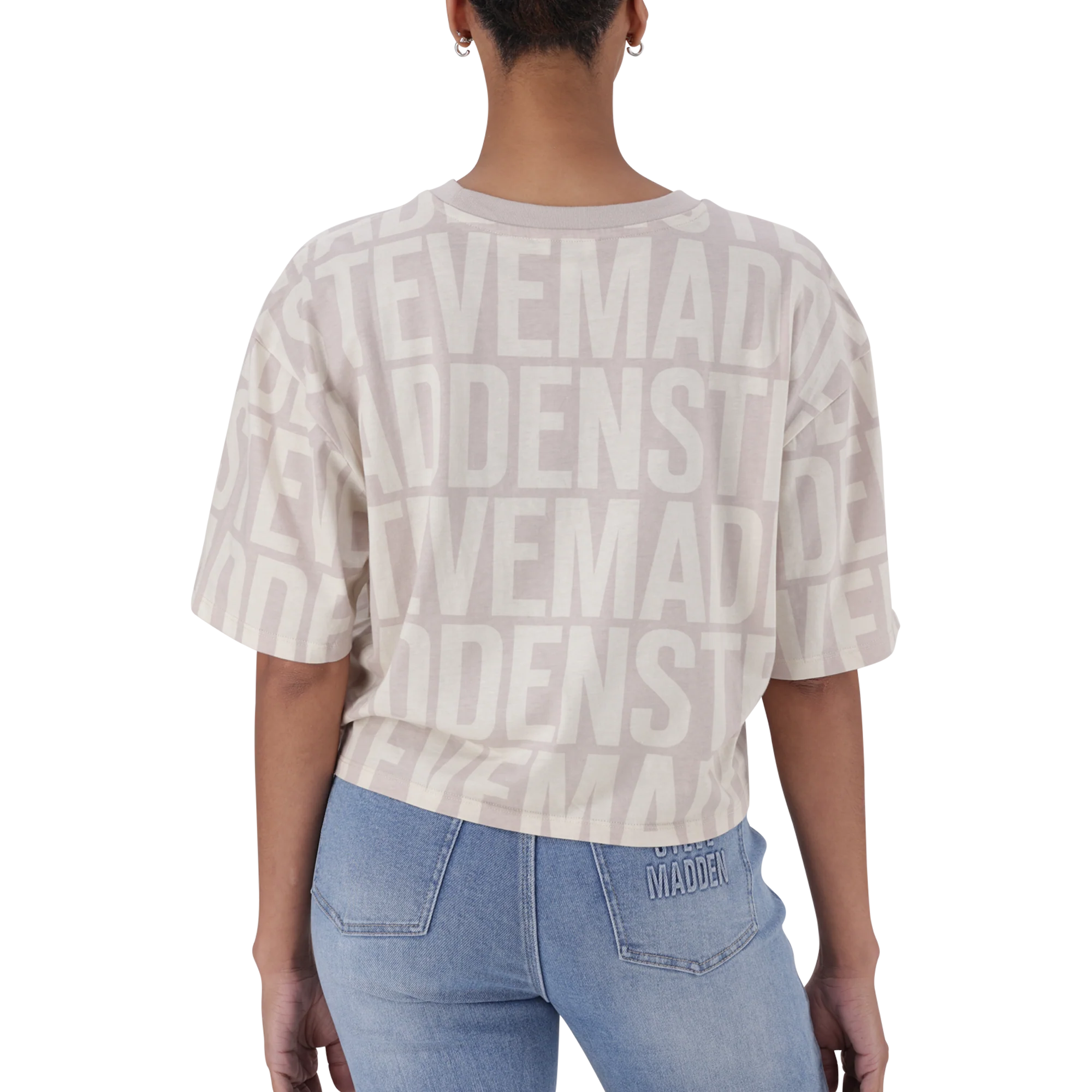 Steve Madden ABBY STONE/CAMEL CROPPED BOXY T-SHIRT