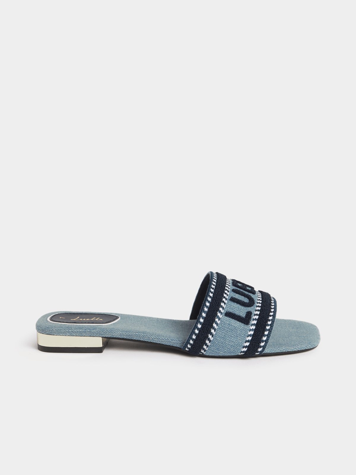 Luella  Embroidered Logo Flat Slip In Sandals