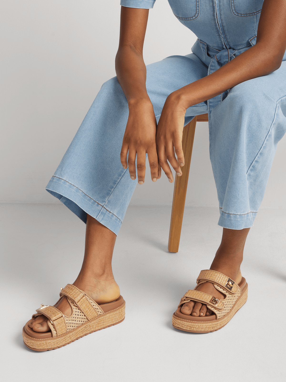 Luella Raffia Lock Detail Flatforms