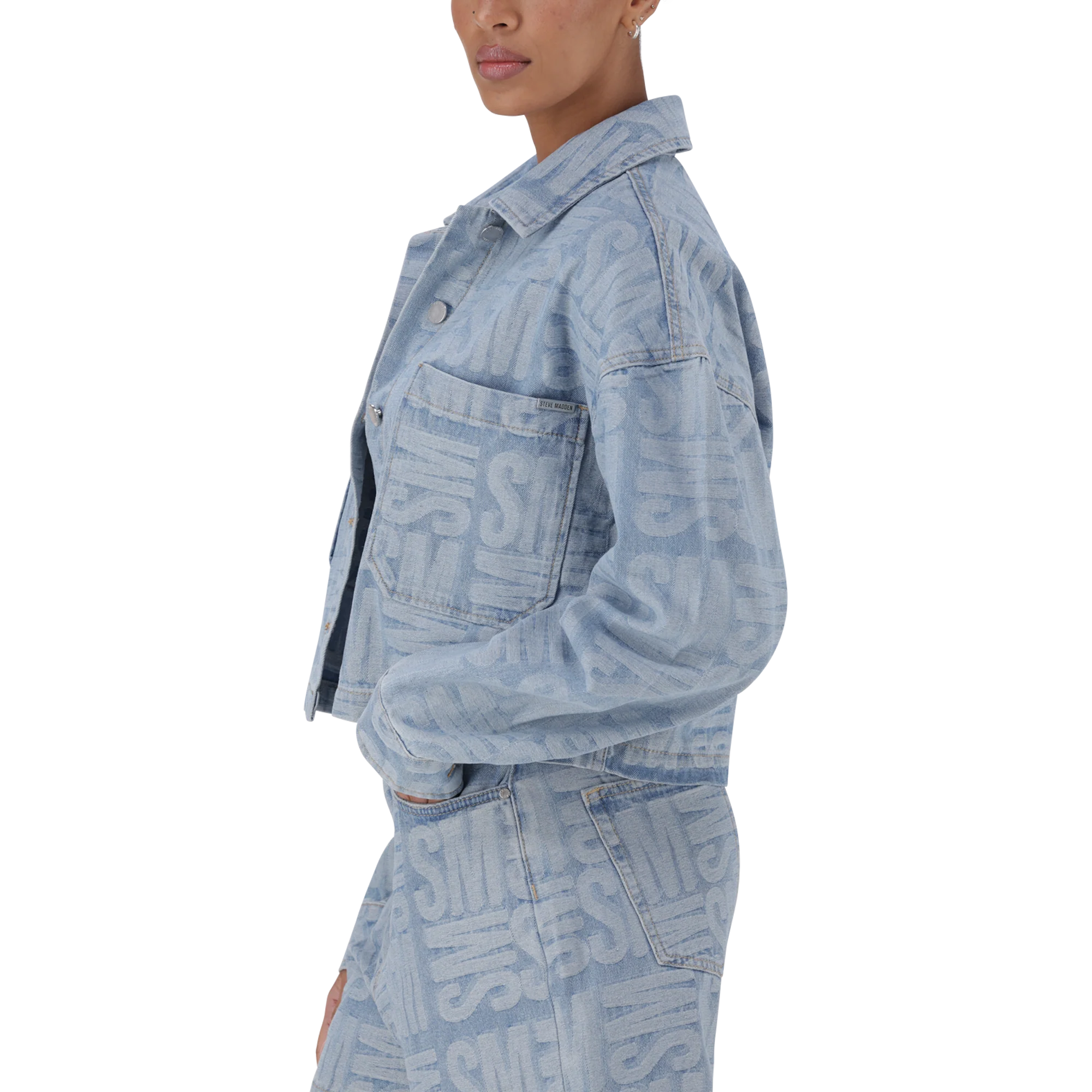 Steve Madden JAYDA LIGHT BLUE JACQUARD DENIM SHACKET
