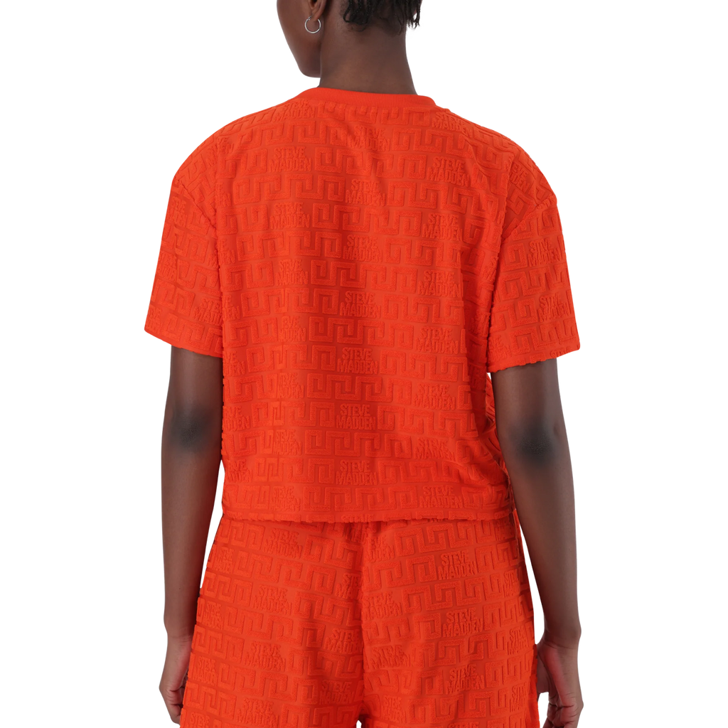 Steve Madden AYAAN TANGERINE EMBOSSED LOGO TOP