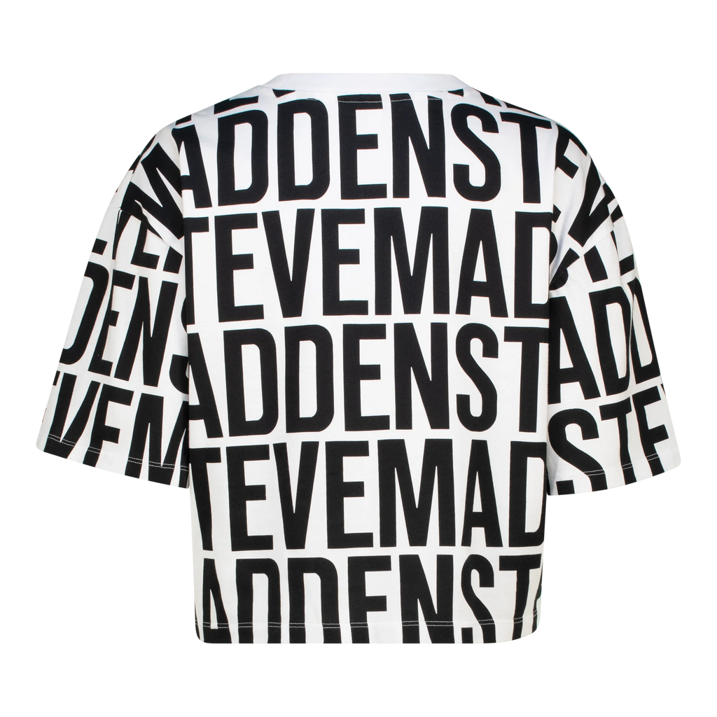Steve Madden ABBY WHITE BLACK CROPPED BOXY T-SHIRT