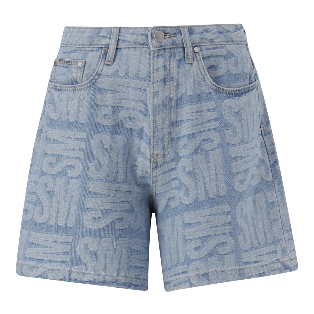 Steve Madden JULIA LIGHT BLUE JACQUARD BERMUDA DENIM SHORTS