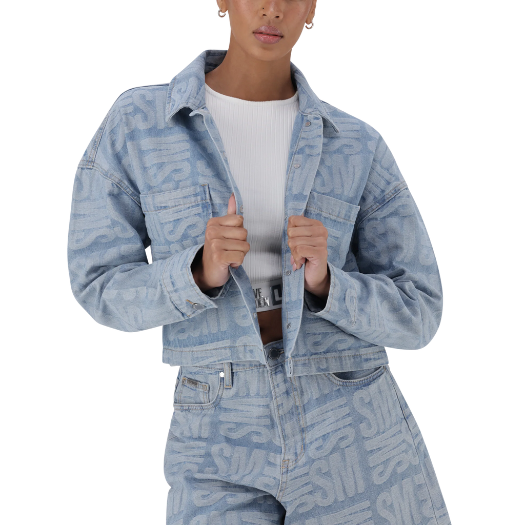 Steve Madden JAYDA LIGHT BLUE JACQUARD DENIM SHACKET