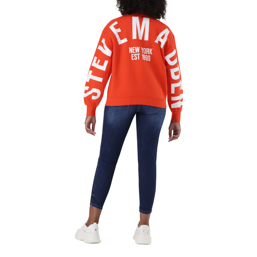 Steve Madden AMELIA ORANGE OVERSIZED CREW NECK FLEECE SWEAT