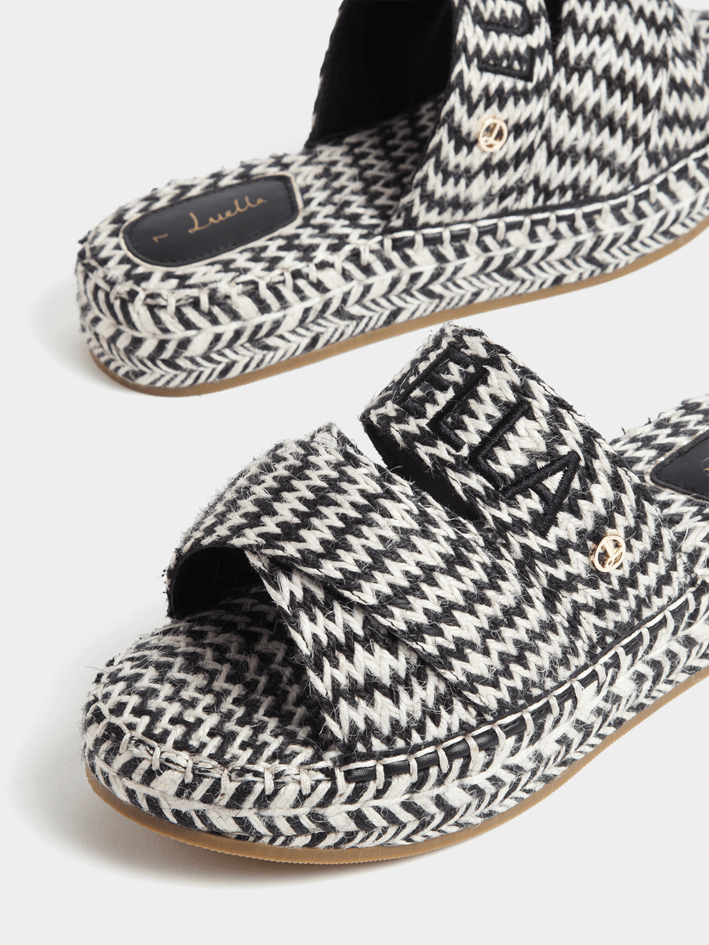 Luella Woven Raffia Flatform Sandals