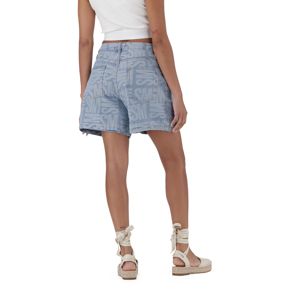 Steve Madden JULIA LIGHT BLUE JACQUARD BERMUDA DENIM SHORTS