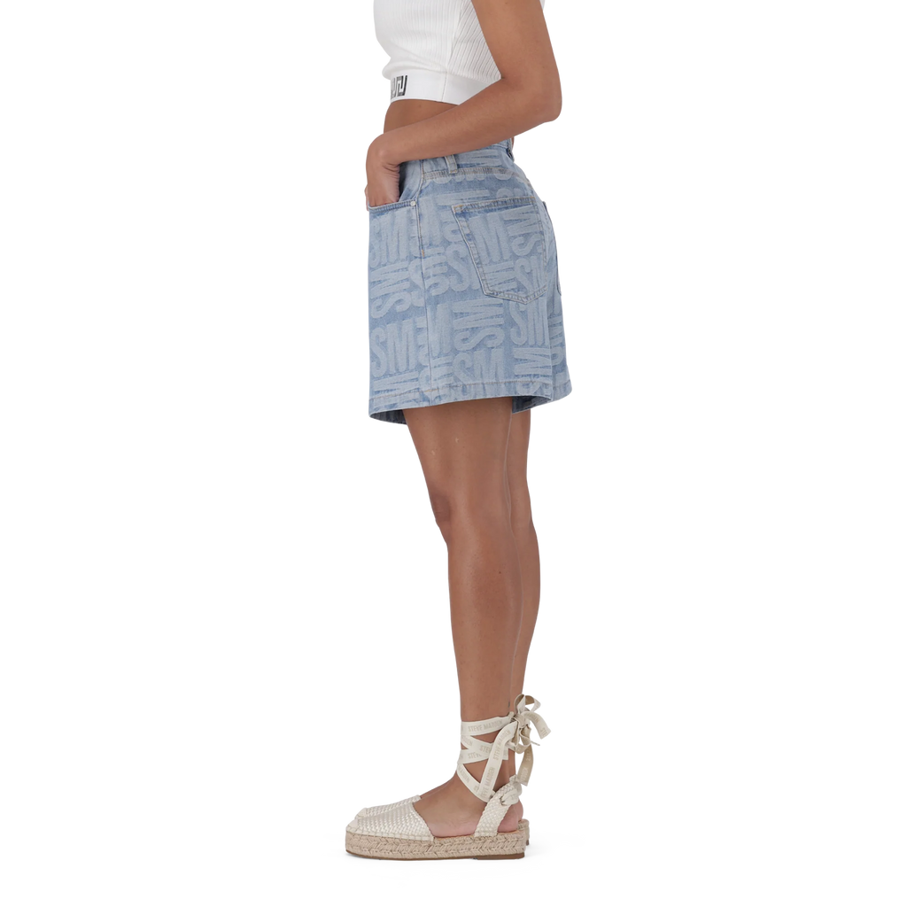 Steve Madden JULIA LIGHT BLUE JACQUARD BERMUDA DENIM SHORTS