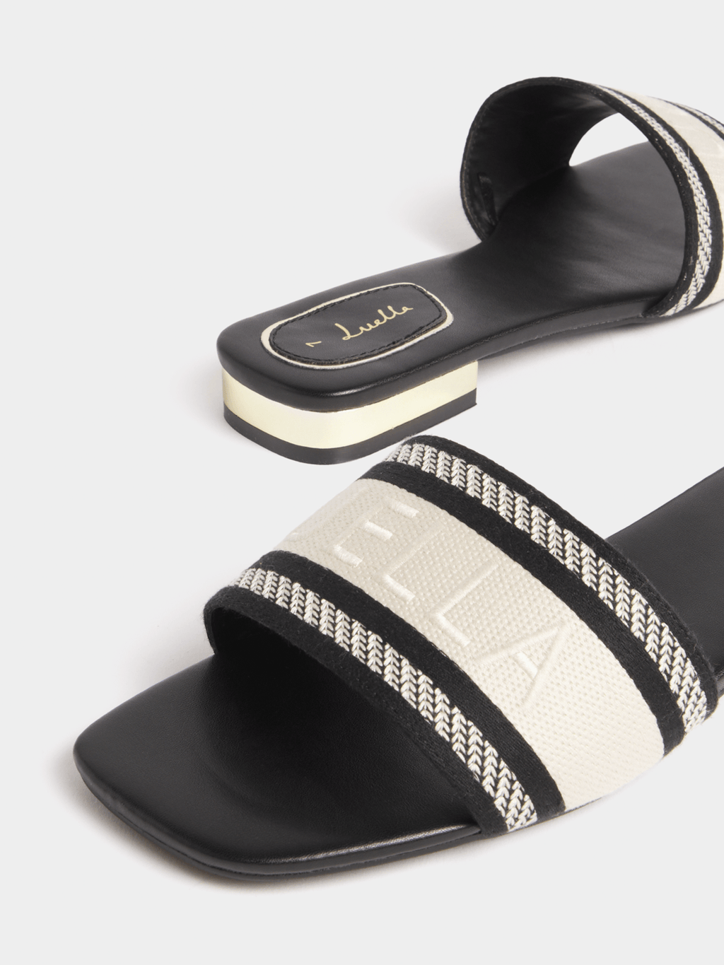 Luella Embroidered Logo Flat Slip In Sandals