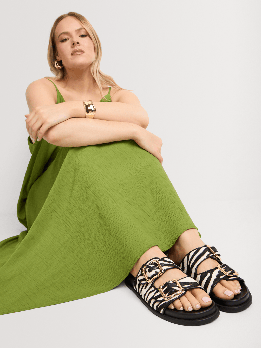 Luella Moulded Double Strap Zebra Slip In Sandals