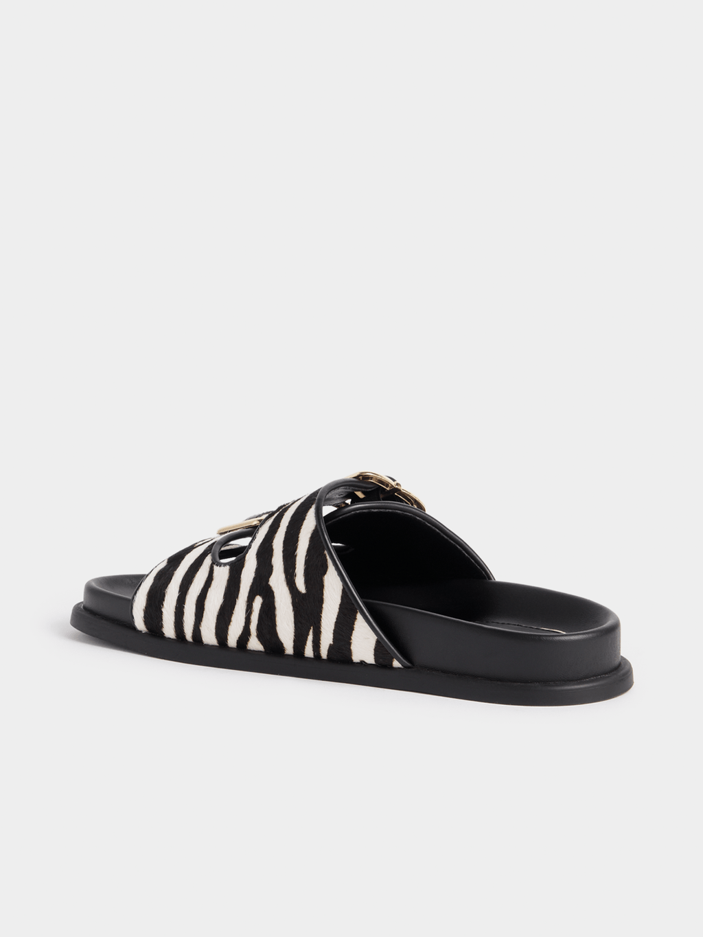 Luella Moulded Double Strap Zebra Slip In Sandals