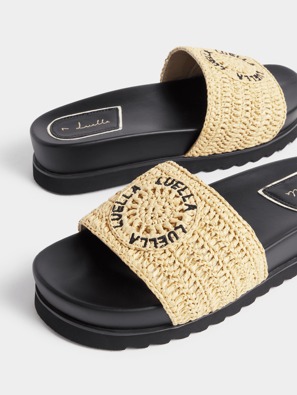 Luella Raffia Flatform Slip In Sandals