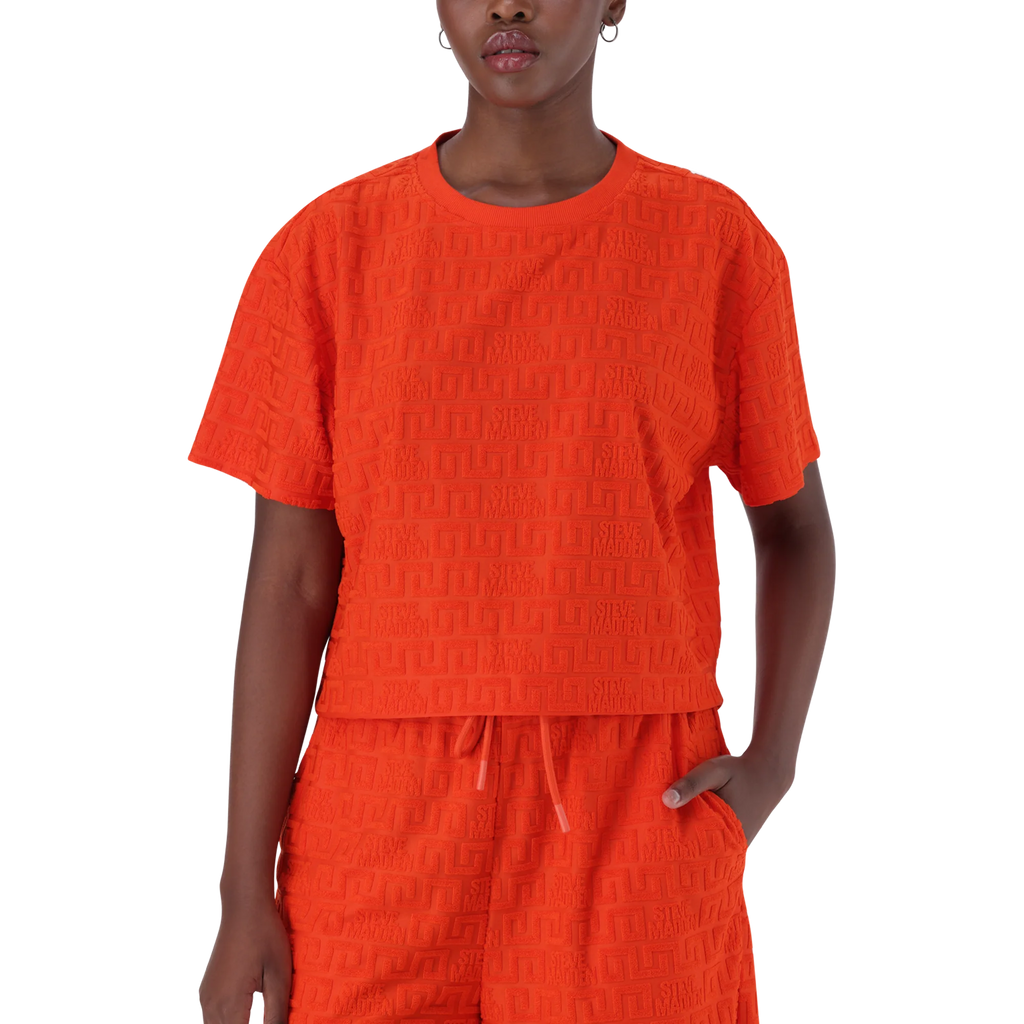 Steve Madden AYAAN TANGERINE EMBOSSED LOGO TOP