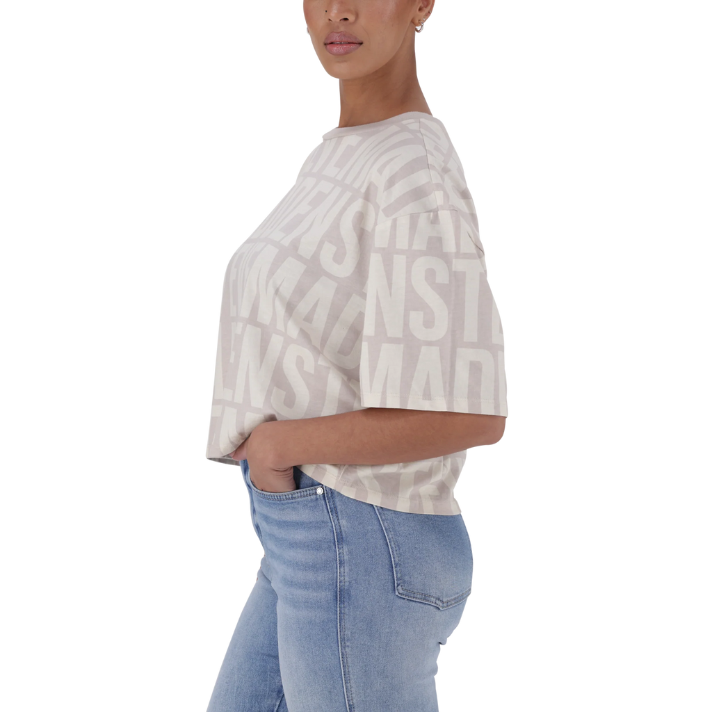 Steve Madden ABBY STONE/CAMEL CROPPED BOXY T-SHIRT