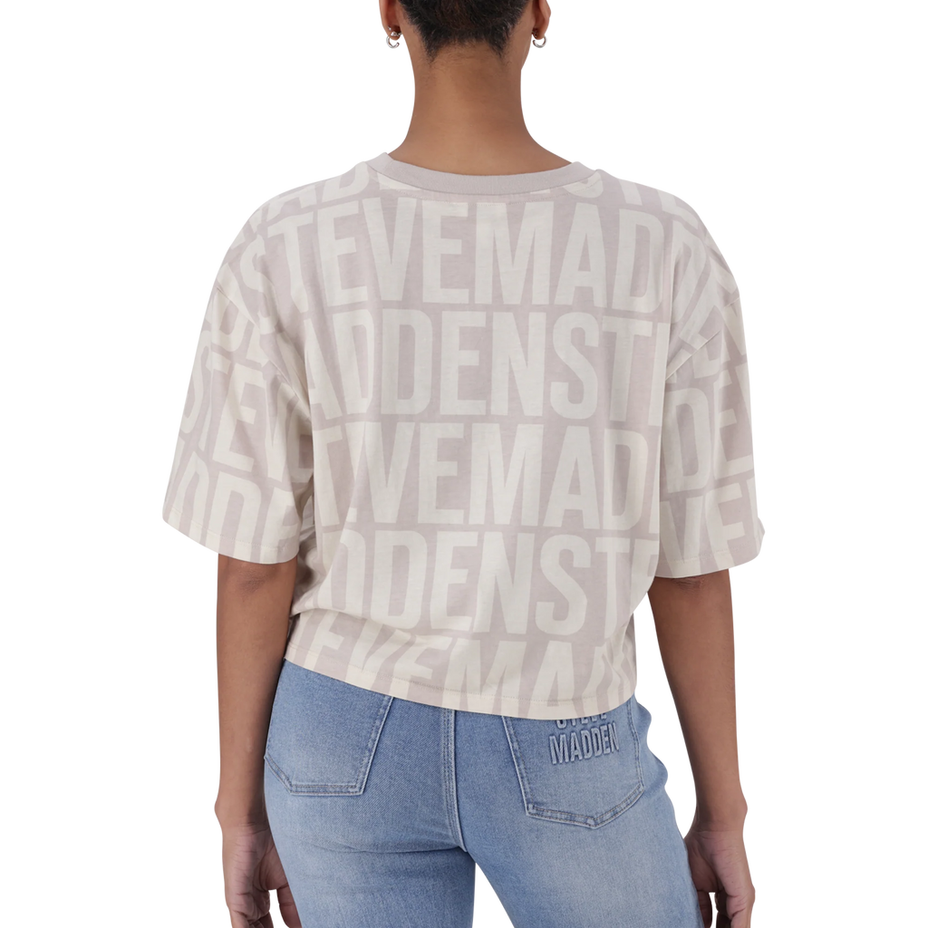 Steve Madden ABBY STONE/CAMEL CROPPED BOXY T-SHIRT