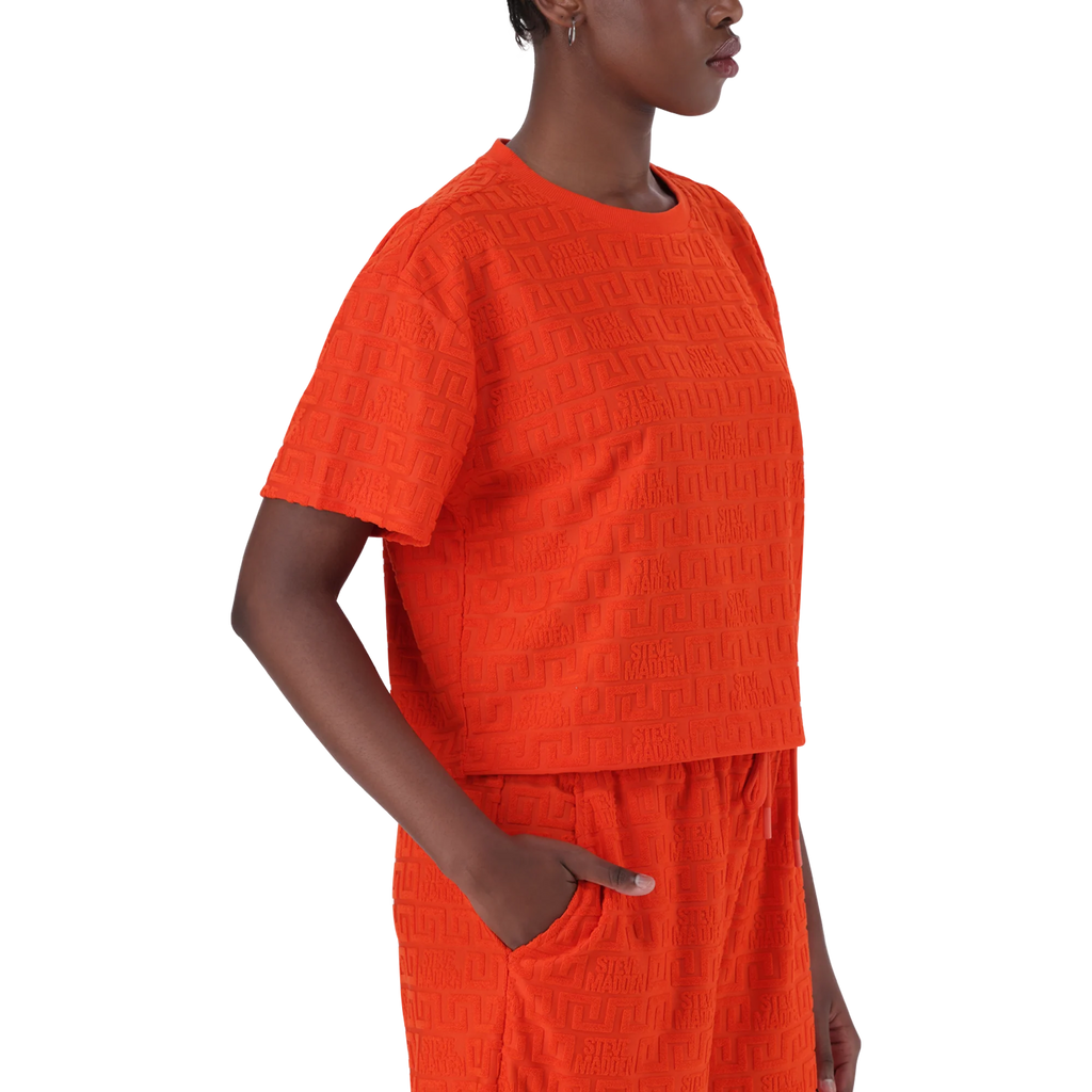 Steve Madden AYAAN TANGERINE EMBOSSED LOGO TOP