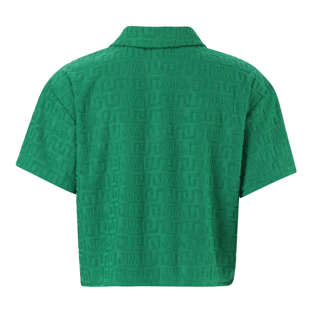 Steve Madden TESSA EMERALD EMBOSSED LOGO TOP WITH COLLAR