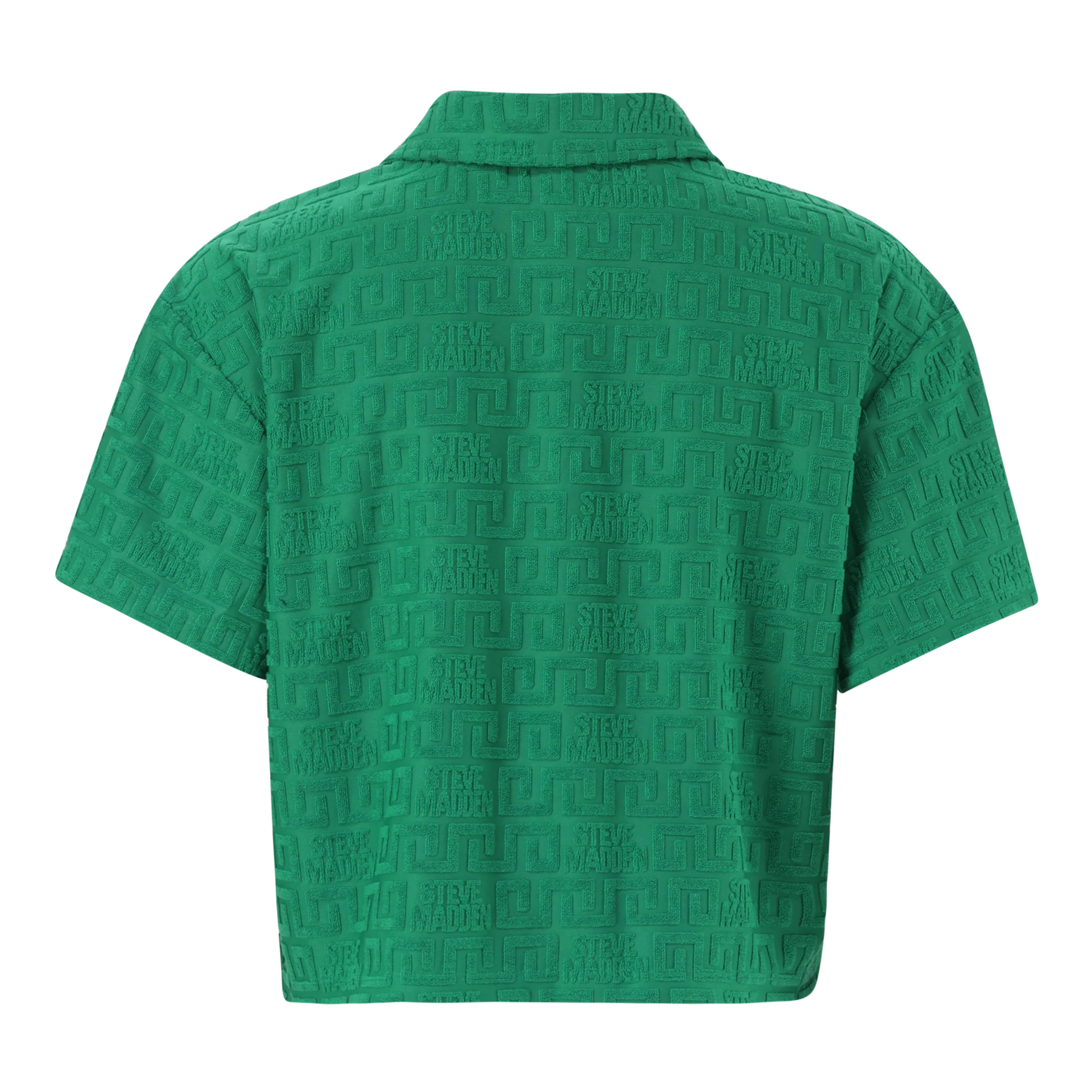 Steve Madden TESSA EMERALD EMBOSSED LOGO TOP WITH COLLAR